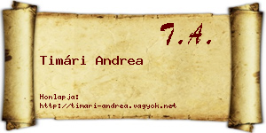 Timári Andrea névjegykártya